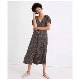 Madewell Floral Bubble Sleeve Button-down Midi Dress